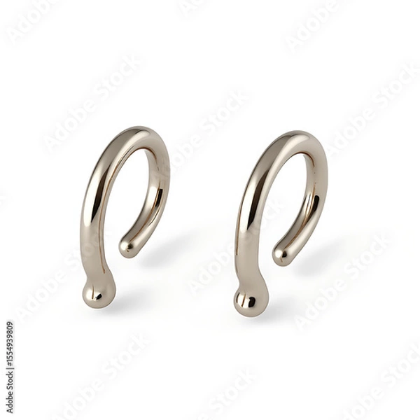 Fototapeta Minimalist metallic ear cuffs in curved design without piercing  