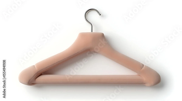 Fototapeta Soft velvet hanger with curved shoulders and hook on white background  