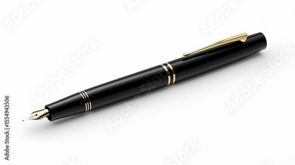 Fototapeta Fountain pen isolated on white background. 3d rendering.