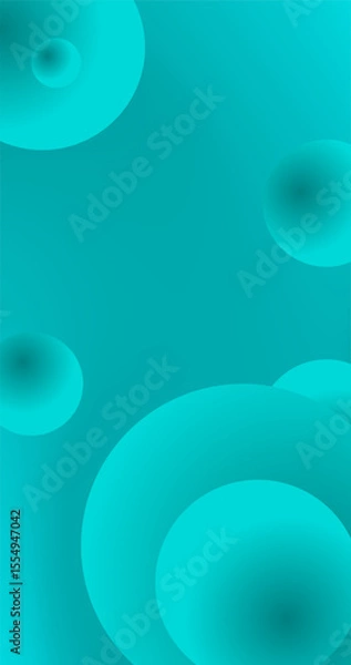 Fototapeta Gradient Abstract background with circles in Teal colors Vector illustration mobile Wallpaper Design