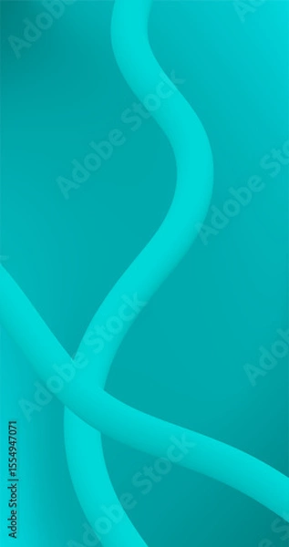 Fototapeta Teal Cyan Gradient abstract background with Fluid lines Vector illustration Vertical Wallpaper
