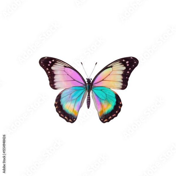 Fototapeta Vibrant iridescent butterfly isolated on Transparent Background