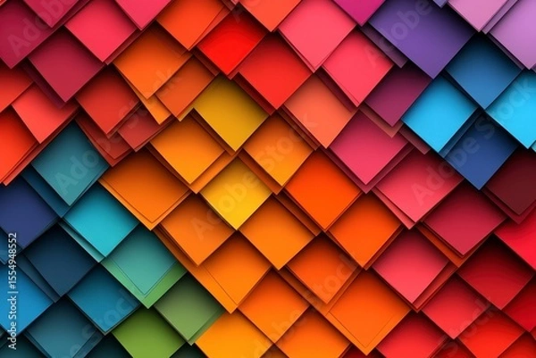 Fototapeta Vibrant Diagonal Pattern of Colorful Squares Abstract Background