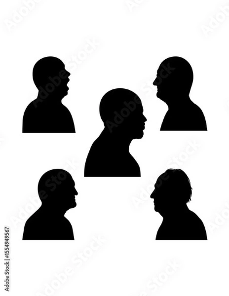 Obraz Young and old bald man faces character side view silhouette