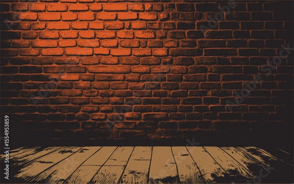 Obraz Grunge old vector brick wall and floor background. 