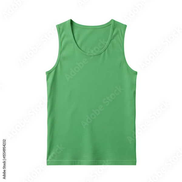 Fototapeta *Green sleeveless cotton tank top mockup with smooth texture and clean cut. Ideal for showcasing clothing lines, fashion templates, or branding projects. Isolated. PNG format.