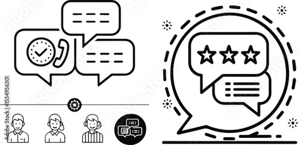 Fototapeta Hand-drawn vector mobile phone icon set for web and business communication