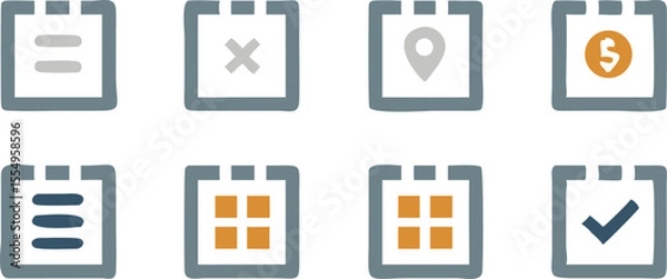 Fototapeta Versatile Calendar Icon Set Design,  Essential UI Elements for Apps and Websites