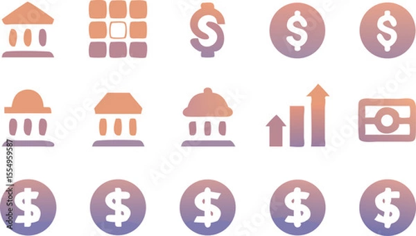 Fototapeta Financial Icon Set Bank, Money, and Finance Icons in Vector Format - Perfect for Business Applications