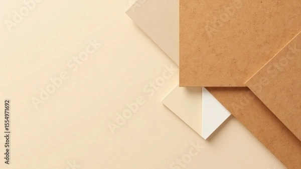 Obraz Abstract composition of beige and brown paper sheets on a light background