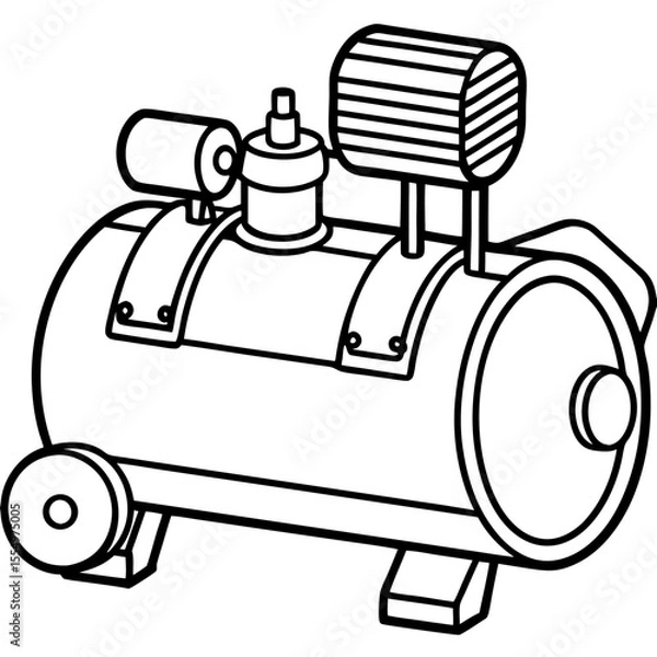 Fototapeta Air Compressor line art vector