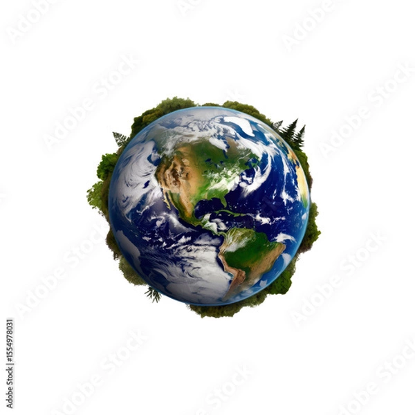 Fototapeta Earth Surrounded by Lush Greenery A Symbol of Environmental Conservation