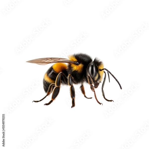 Fototapeta Close-up of a Bumblebee in Flight, Isolated on Transparent Background