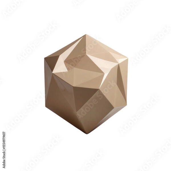 Fototapeta Abstract Beige Geometric Form Low Poly 3D Render