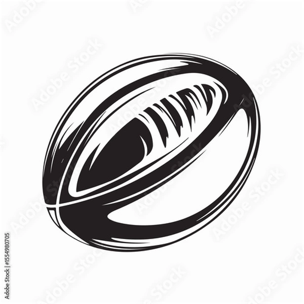 Obraz Minimalist Vector Illustration of a Simple Rugby Ball Design in Modern Style