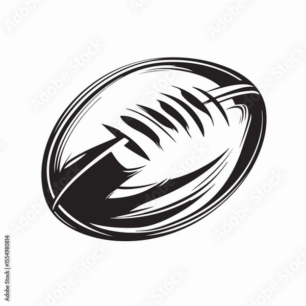 Obraz Minimalist Vector Illustration of a Simple Rugby Ball Design in Modern Style