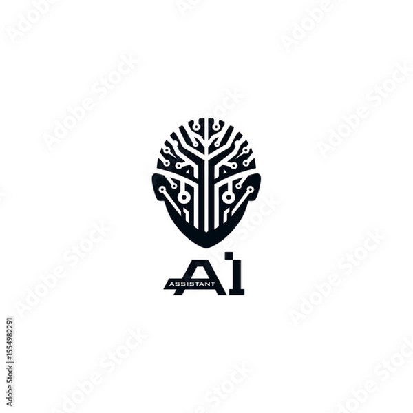 Fototapeta AI ASSISTANT ROBOT LOGO