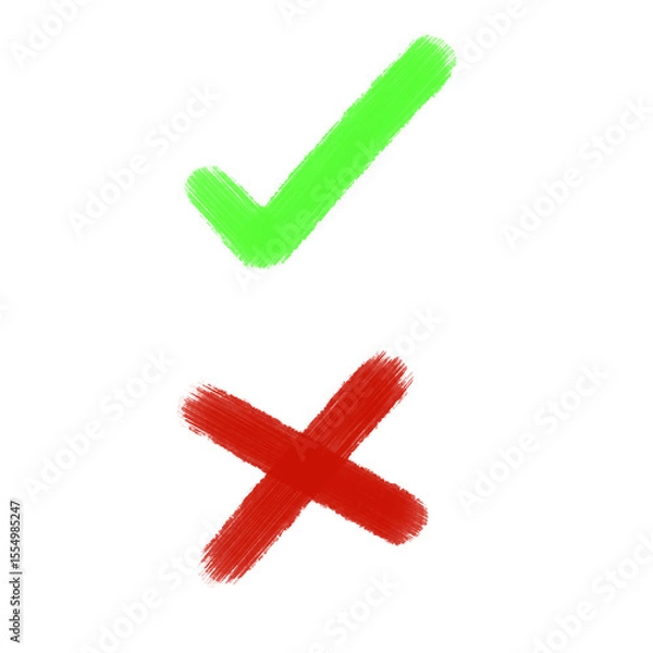 Obraz check mark and cross isolated on transparent background 