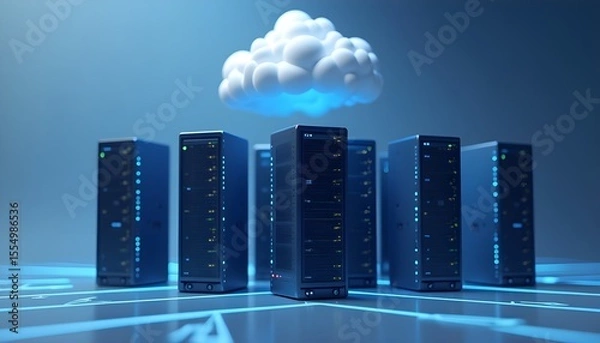 Fototapeta Cloud computing technology with server racks in a data center.