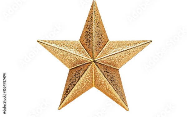 Fototapeta Elegant and shiny gold star topper created to enhance the beauty and spirit of a traditional Christmas tree isolated on transparent background PNG