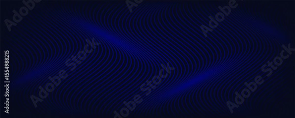Fototapeta Abstract glowing wave lines on dark blue background. Dynamic wave pattern. Modern flowing wavy lines. Futuristic technology concept. eps 10