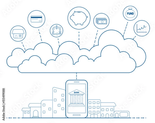 Obraz Mobile banking concept with cloud technology