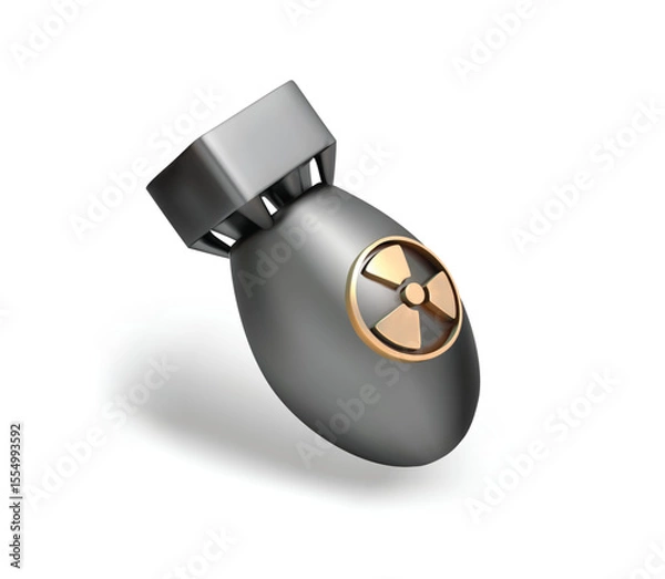 Fototapeta Nuclear Bomb with Radiation Symbol 3D Icon. atomic bomb 3d icon