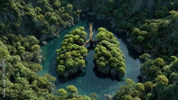 Obraz Lush green archipelago with pristine waters and dense tropical foliage