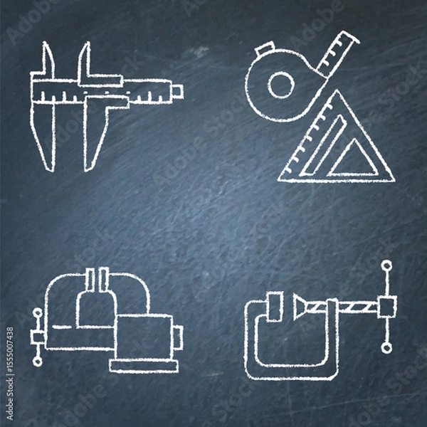 Obraz Carpenter tools chalkboard icon set