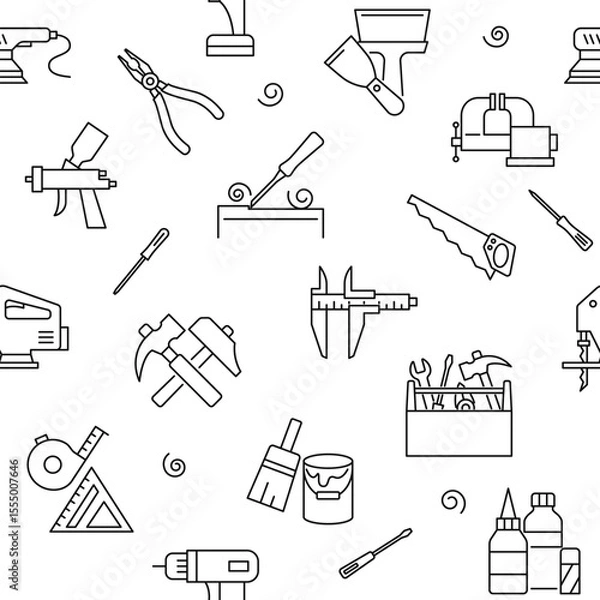 Obraz Seamless pattern with carpenter equipment