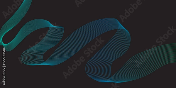 Obraz Modern multicolor gradient flowing wave lines. Parallel lines of vibrant color. Stylized line art background. curving and wavy gradient lines against a black background.	
