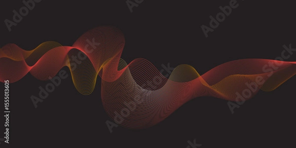 Obraz Modern multicolor gradient flowing wave lines. Parallel lines of vibrant color. Stylized line art background. curving and wavy gradient lines against a black background.	