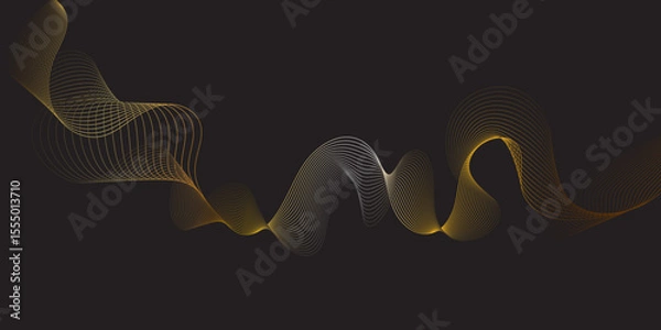 Obraz Modern multicolor gradient flowing wave lines. Parallel lines of vibrant color. Stylized line art background. curving and wavy gradient lines against a black background.	