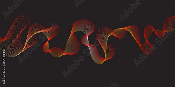 Obraz Modern multicolor gradient flowing wave lines. Parallel lines of vibrant color. Stylized line art background. curving and wavy gradient lines against a black background.	