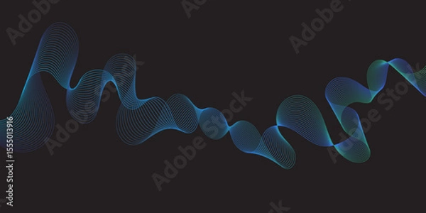 Obraz Modern multicolor gradient flowing wave lines. Parallel lines of vibrant color. Stylized line art background. curving and wavy gradient lines against a black background.	