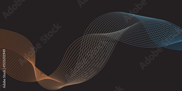 Obraz Modern multicolor gradient flowing wave lines. Parallel lines of vibrant color. Stylized line art background. curving and wavy gradient lines against a black background.	