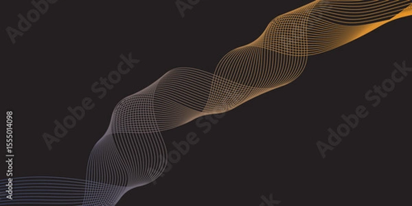 Obraz Modern multicolor gradient flowing wave lines. Parallel lines of vibrant color. Stylized line art background. curving and wavy gradient lines against a black background.	