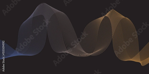 Obraz Modern multicolor gradient flowing wave lines. Parallel lines of vibrant color. Stylized line art background. curving and wavy gradient lines against a black background.	