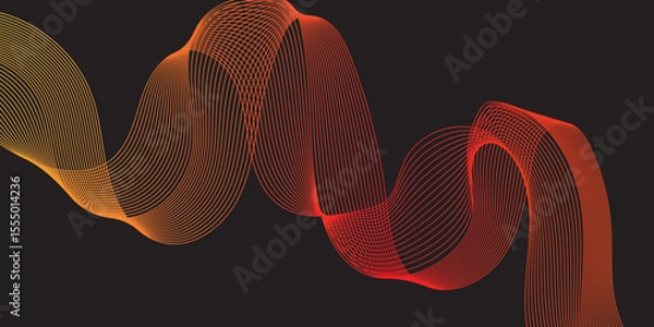 Obraz Modern multicolor gradient flowing wave lines. Parallel lines of vibrant color. Stylized line art background. curving and wavy gradient lines against a black background.	