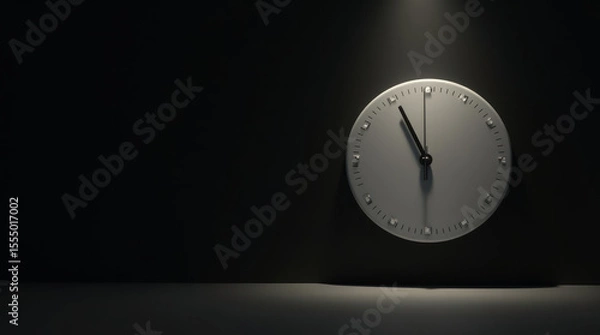 Fototapeta Clock with Missing Numbers on Black Background, Hyperrealistic Studio Shot