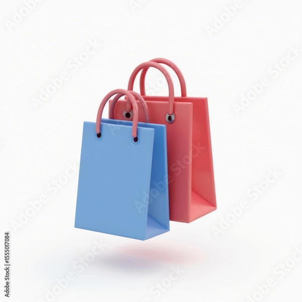 Fototapeta Colorful Single Shopping Bag Emoji — 3D Rendering of a Vibrant Single Shopping Bag Emoji