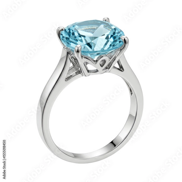 Obraz Elegant blue gemstone ring on a simple background, showcasing its brilliance and design