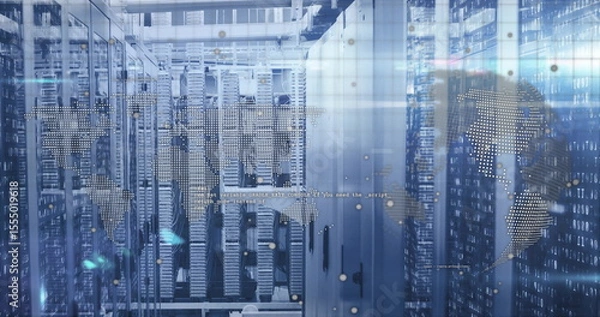 Fototapeta Data processing image over servers in modern data center environment