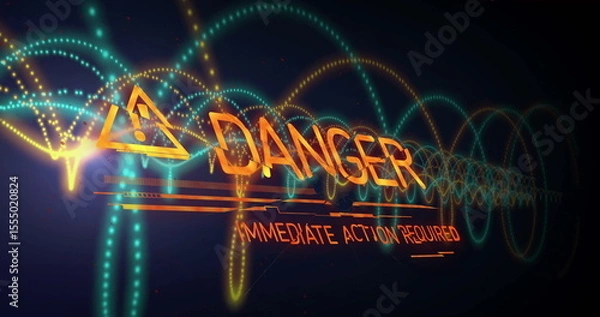 Fototapeta Immediate action required warning with glowing wave patterns in image style
