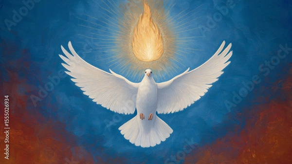 Obraz Dove of peace on blue background  and funeral sign