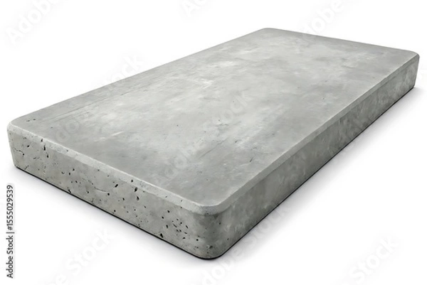Obraz Realistic textured concrete slab with rounded edges on a white background