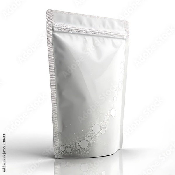 Obraz Blank white stand up pouch with zipper and bubble pattern on white background