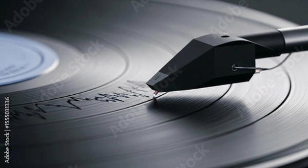 Fototapeta turntable with vinyl record Generative AI	