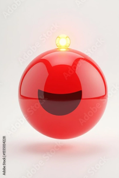 Fototapeta 3D Red Circular Emergency Siren Light with Glowing Top — Floating Alarm Icon