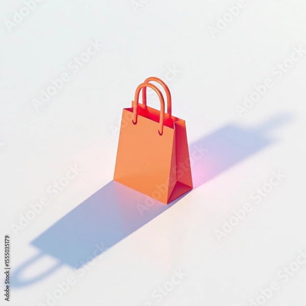 Fototapeta 3D Single Shopping Bag Emoji with Dynamic Shadows